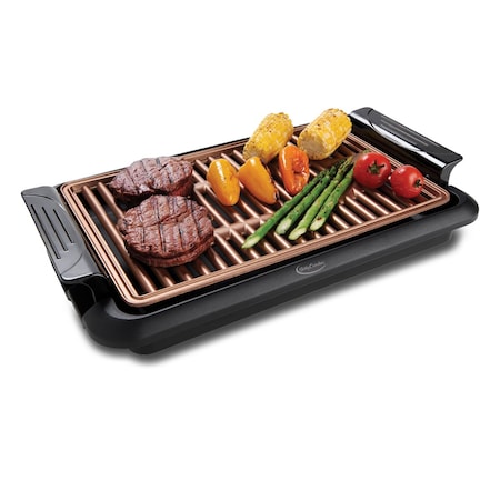 Betty Crocker Indoor Smokeless Grill, 10 x 15 inch Copper Coated Nonstick Cooking Surface BC-4950C